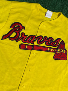 Vintage Atlanta Braves Yellow Mesh Jersey by Majestic(Large)