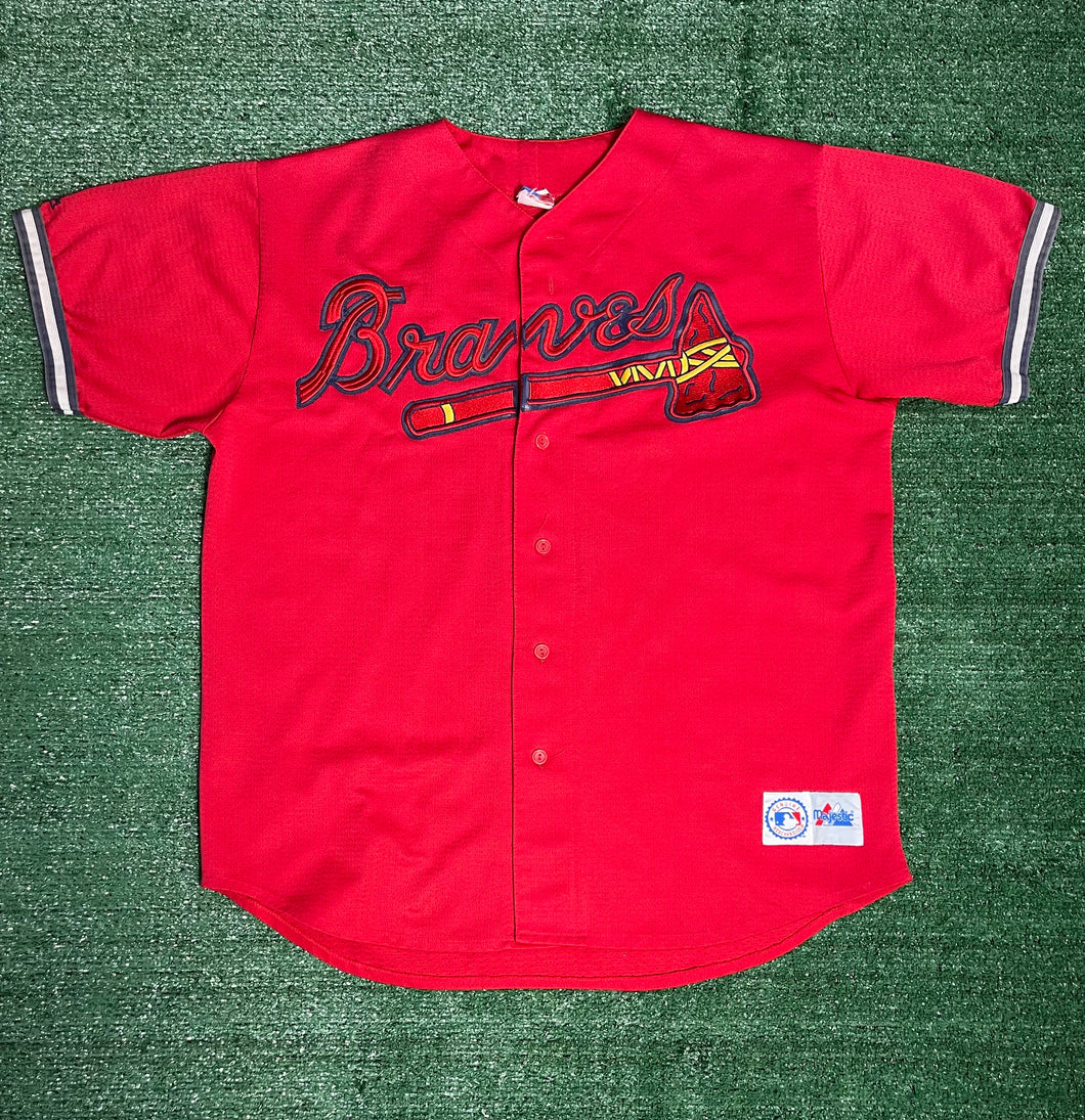 Vintage Atlanta Braves Red Mesh Majestic Jersey(L)