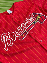 Load image into Gallery viewer, Vintage 90s Red Atlanta Braves Alternate Pin Stripe Jersey
